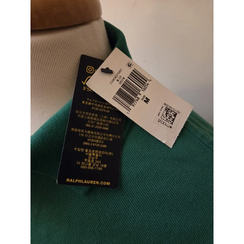NWT Polo Ralph Lauren Men's M Classic-Fit Peace Climb Love Green Polo Shirt Embr